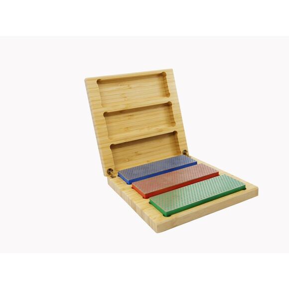 DMT W6EFC Deluxe Diamond Whetstone Knife Sharpening Kit With Wood Box, Set Of 3 - Picture 1 of 9